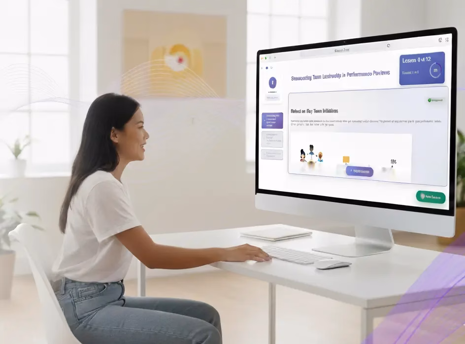 Professional sat at her desk using Bobolink.ai